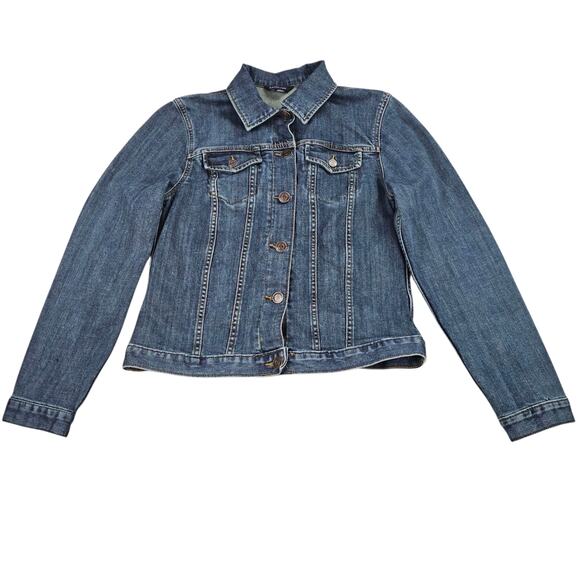 Lands End Jean Jacket Womens Small Denim Trucker Casual Classic Preppy - Picture 2 of 13